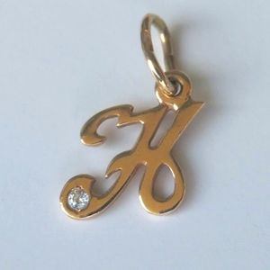 Solid 14K Rose Gold H Initial Small Charm